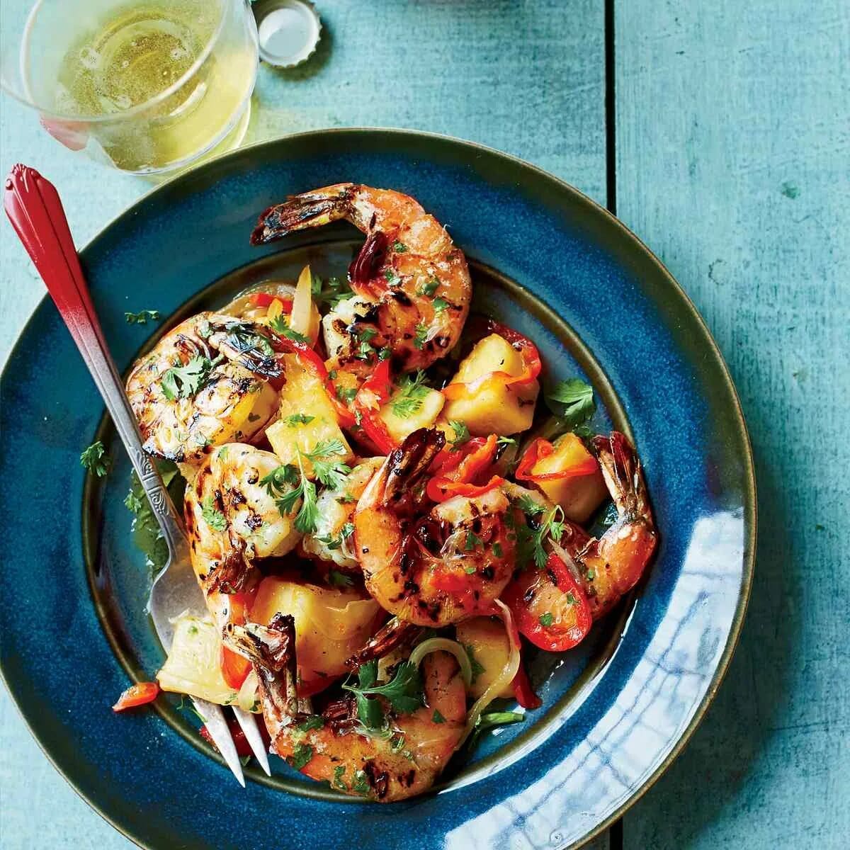 Krewetki w białym winie